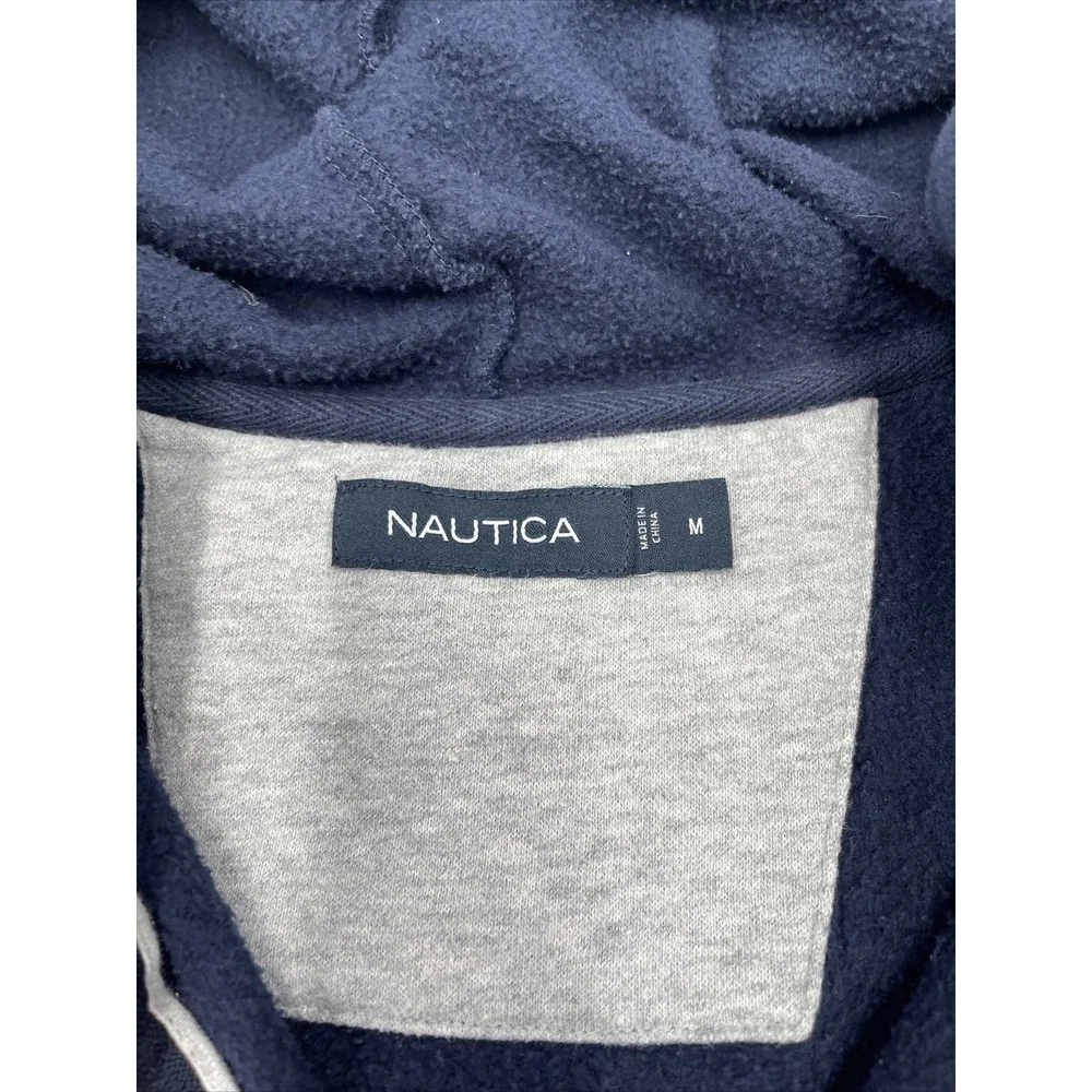Nautica Mens Solid Blue Full Zip‎ Hoodie Size M #C464